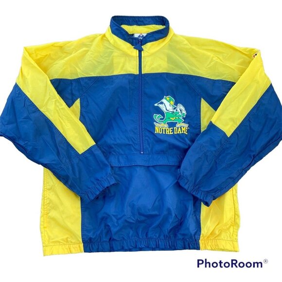 VTG 90s Notre Dame Windbreaker Apex One Men's M Color Block - Picture 1 of 5